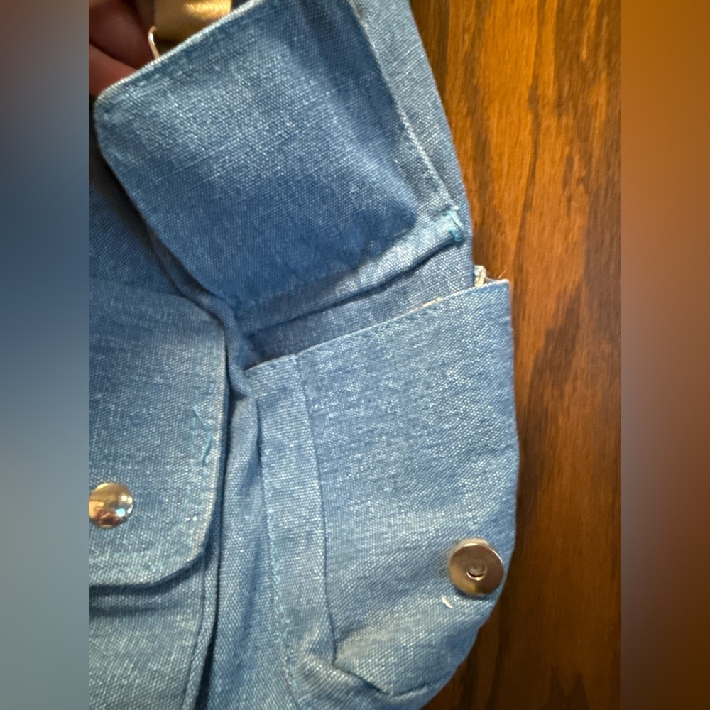 Blue And Tan Drawstring Backpack - image 5